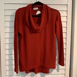 Lucky Brand Red/orange cowl neck sweater xs